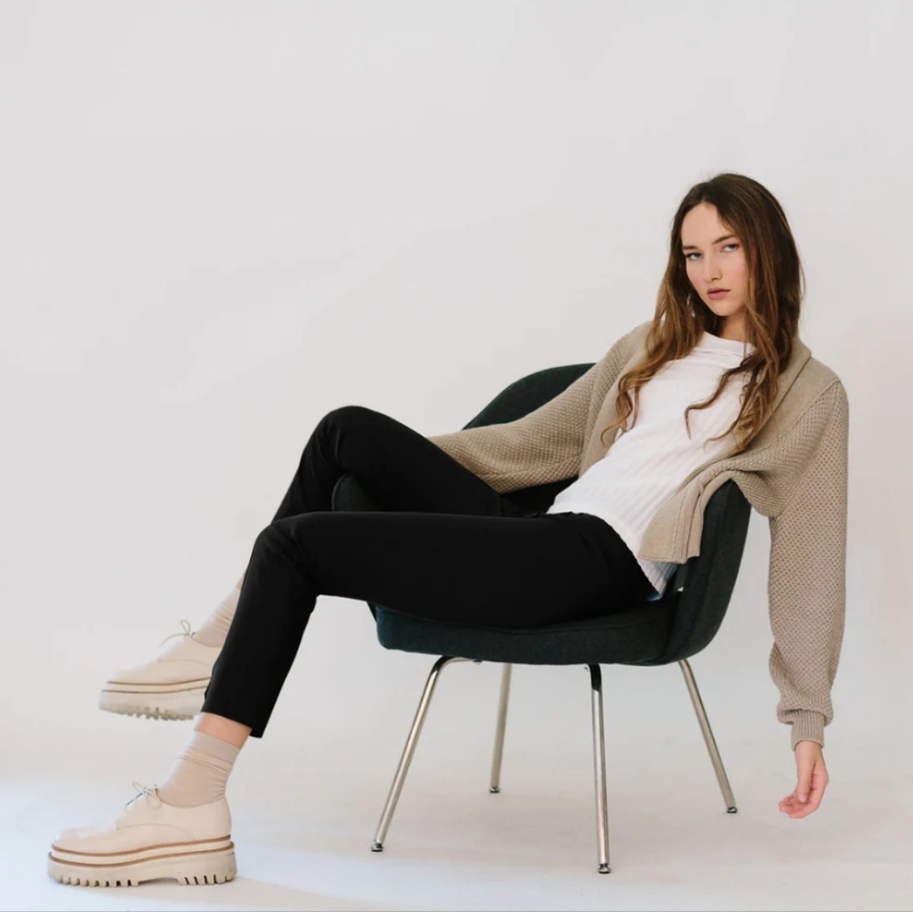 Epoque Evolution Navy Jet Set Trousers With Front Slit Hem